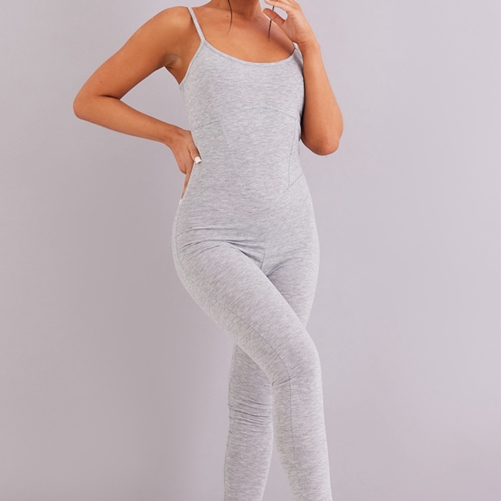 Grey Jersey Seam Detail Jumpsuit